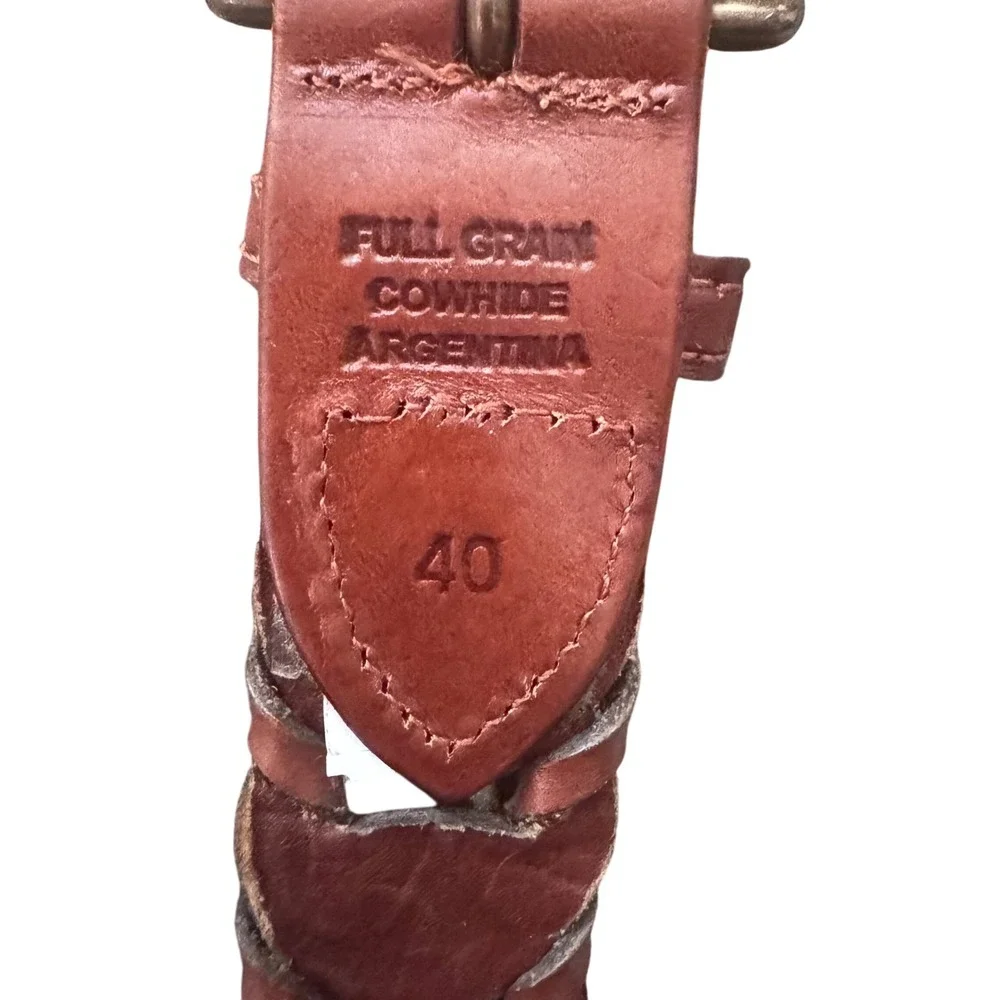 Vintage Leather Argentina Woven Belt Women's L 40-42‎ Reddish brown preloved EUC